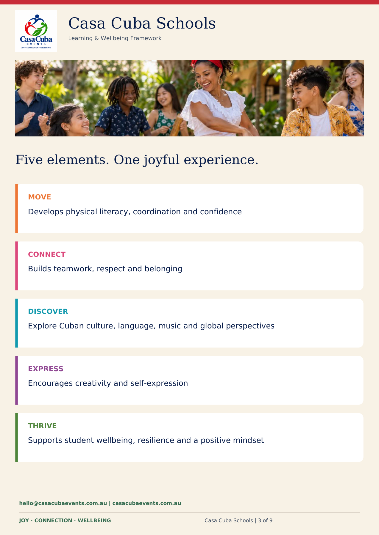 Casa Cuba Schools one-page framework
